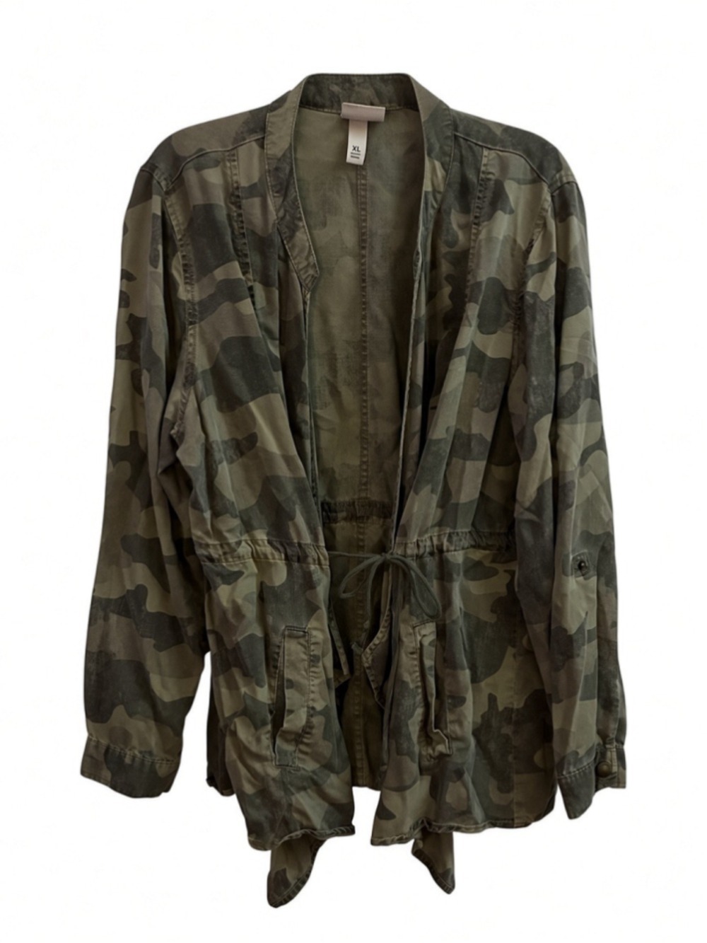 Knox Rose Green Camo Lyocell Drawstring Utility Jacket Utility Jacket Size XL - Picture 3 of 12